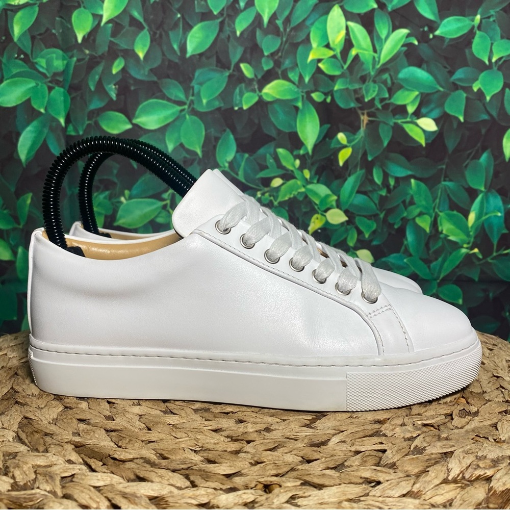 Thursday Boot Company White Leather Low-Top Sneakers with Tonal Laces
